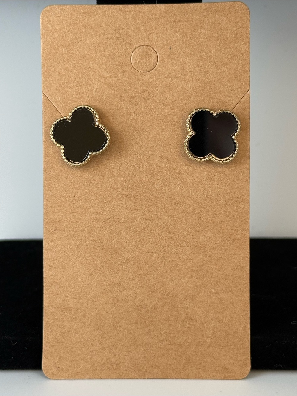 Park Lane Icon Black and Gold Clover-Style Stud Earrings